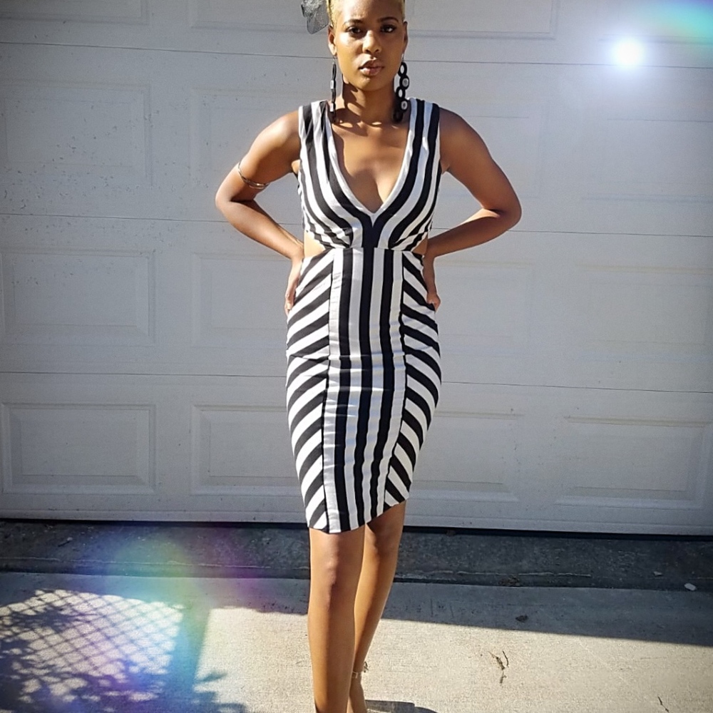Black and White Striped Dress